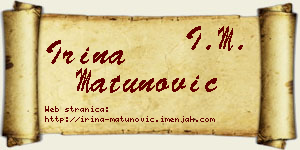 Irina Matunović vizit kartica